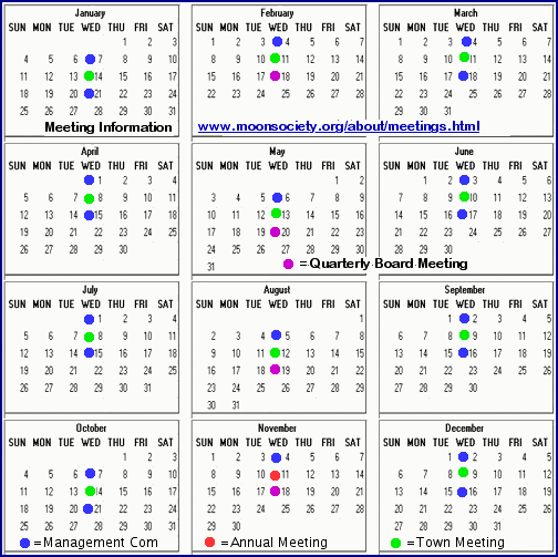 Moon Society Meetings Calendar 2009