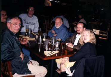 Moon Society St. Louis Chapter gang at Schlafly's partying after the convention.  That's Burt Sharpe on the left.